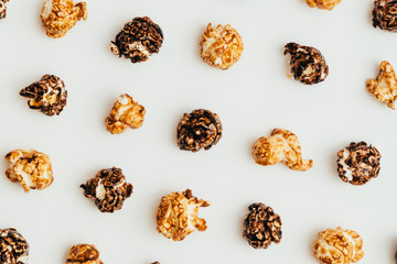 Popcorn kernels on white background