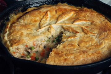 Chicken pot pie close-up