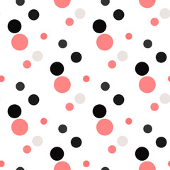 Decorative abstract polka dots in the style of the 60s. Gold polka dot vector seamless pattern. Can be used in textile industry, paper, background, scrapbooking. eps10