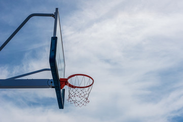 Baskesball court with blue sky and cloud