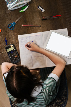 high school student doing maths homework