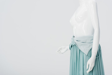 mannequin in dress isolated on grey with copy space