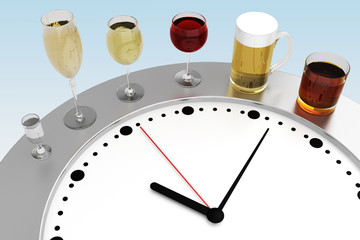 concept of drinking alcohol at a certain time
