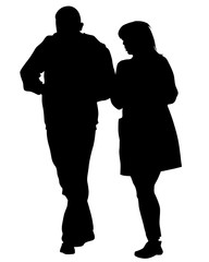 Couple of young guy and girl on white background