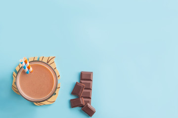 chocolate summer drink with color background