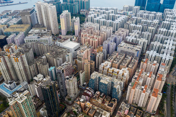 Top down view of Hong Kong downtown