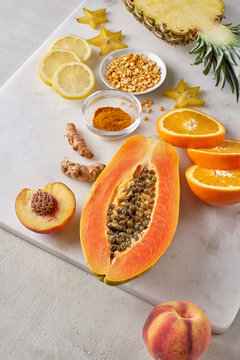 Healthy Organic Food by Color Group Yellow Orange