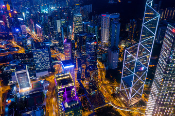 Fototapeta na wymiar Top down view of Hong Kong city at night
