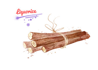 Watercolor illustration of bunch of Liquorice sticks