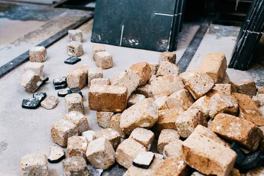 Pile of Mud Bricks in Artisan Pottery Workshop