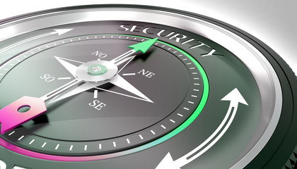 compass needle pointing security word