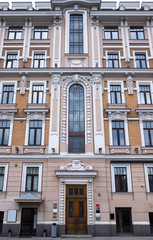 Vintage architecture classical facade building.
