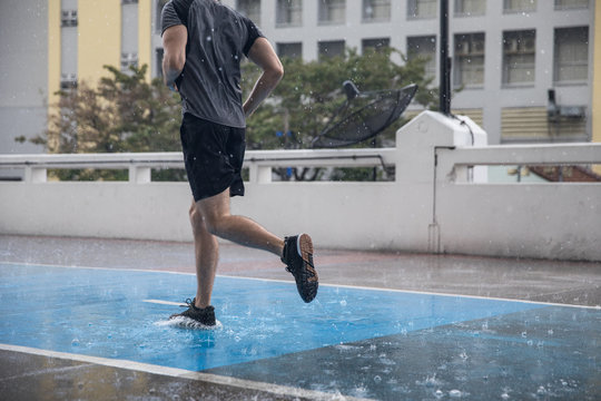 No Excuse - Man Running in Rain