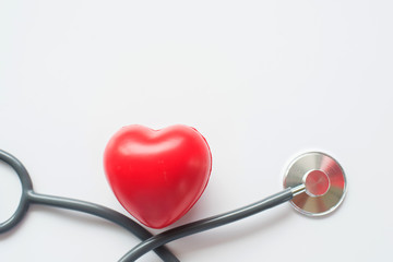 stethoscope and red heart symbol of health day and good healthy life