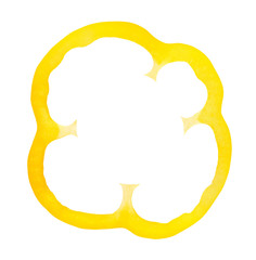 Bell pepper yellow single cut a piece ring without the middle isolated on white background with...