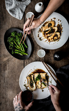Boletus sauteed with bimi