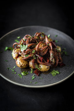 Saut?ed octopus with potatoes