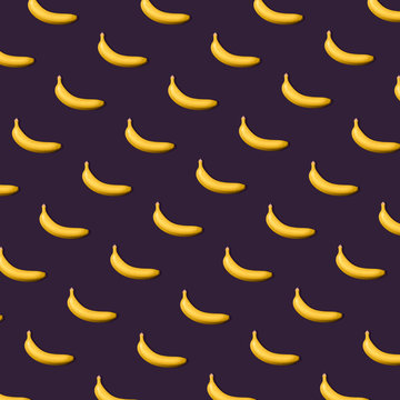 Banana Pattern on Purple Background