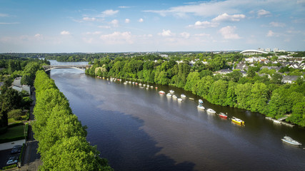 Nantes, les rives de l'Erdre avec vue sur la Beaujoire