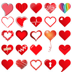 collection different loving valentine hearts