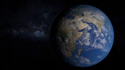 3D illustratie van de aarde vanuit de ruimte.