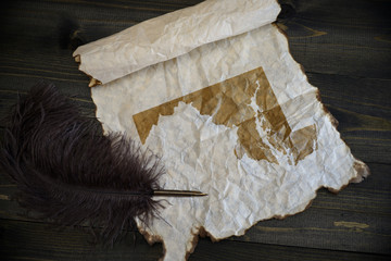 map of maryland state on vintage paper with old pen on the wooden texture desk