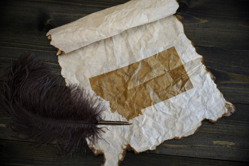 map of montana state on vintage paper with old pen on the wooden texture desk