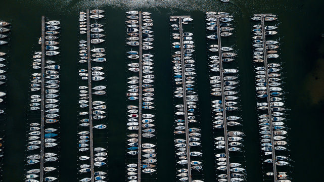 Top-view of the yacht parking