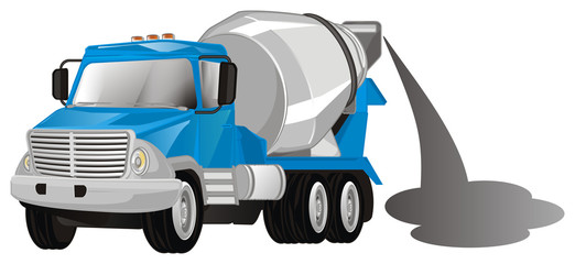 cement truck with gray cement