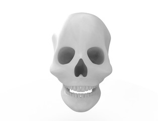 3D rendering of a skull isolated on white background.