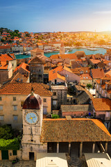 Old town of Trogir in Dalmatia, Croatia. Trogir old town. Near Split in Croatia. The picturesque and historical city of Trogir in Balkan, Dalmatia, Croatia. © daliu