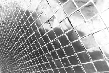 Beautiful closeup textures abstract tiles and bright blue and silver glass pattern wall background and art wallpapers
