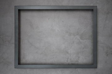 Dark frame for painting on a gray cement textured background.