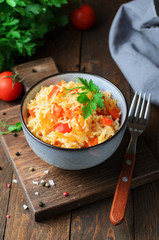 Bell Pepper and Carrot Rice, Tasty Homemade Rice with Vegetables