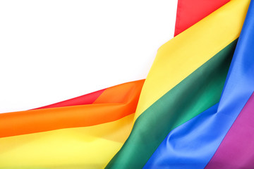 Rainbow flag on white background