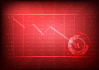 Vector : Red stock board and decreasing business graph