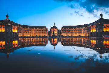 Reflection of Place De La Bourse in Bordeaux, France. A Unesco World Heritage