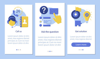 Call us mobile app page screen vector template