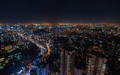 Fototapeta na wymiar Aerial view of Tokyo, Japan from Roppongi Hills at night