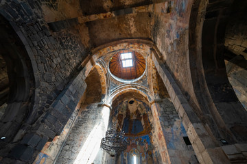 Old Armenian church interior. Armenia, Lori village.