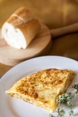 Spanish Tortilla, Pincho de Tortilla. Homemade typical tortilla de patatas