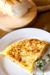 Spanish Tortilla, Pincho de Tortilla. Homemade typical tortilla de patatas