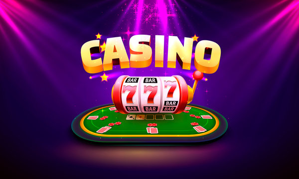 Casino dice banner signboard on background. Vector © hobbitfoot