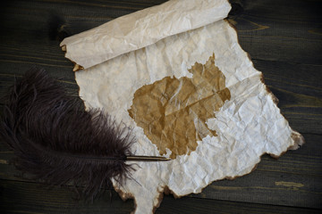 map of cambodia on vintage paper with old pen on the wooden texture desk