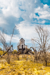 Landscape with an abandoned old factory in Chernobyl disaster area in Belarus