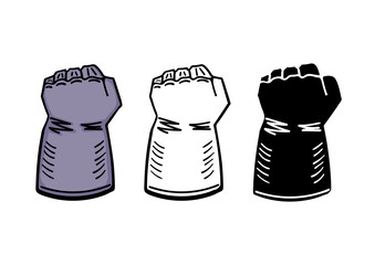 A set of gloves Superhero on a white background. Hand drawing. Vector illustration
