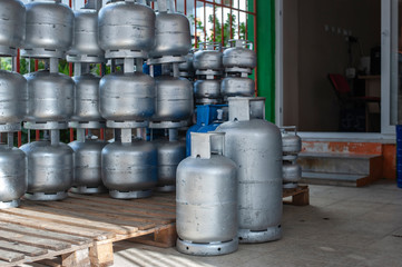 gas cylinders in Turkey. Sale of natural gas. Gas price rise. Extraction and use of natural...