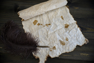 map of cape verde on vintage paper with old pen on the wooden texture desk
