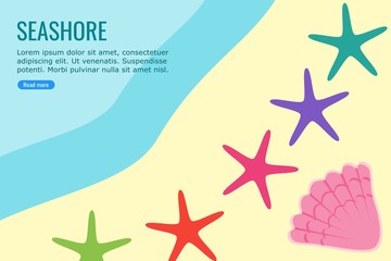 Fototapeta na wymiar Starfish and Shell in Seashore Info Graphic
