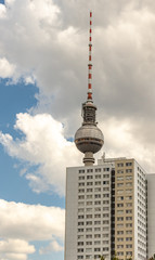 Fototapeta na wymiar View from the Berlin TV tower with skyscraper